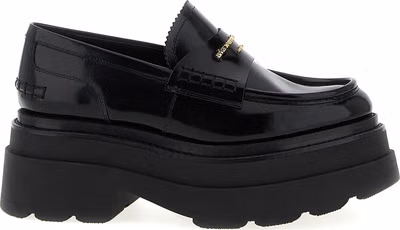 Black Cowhide Platform Loafers
