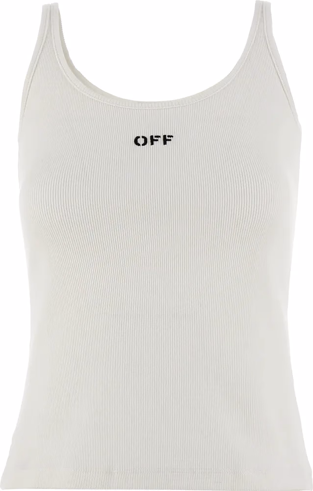 Off-White White Cotton Sleeveles T-Shirt
