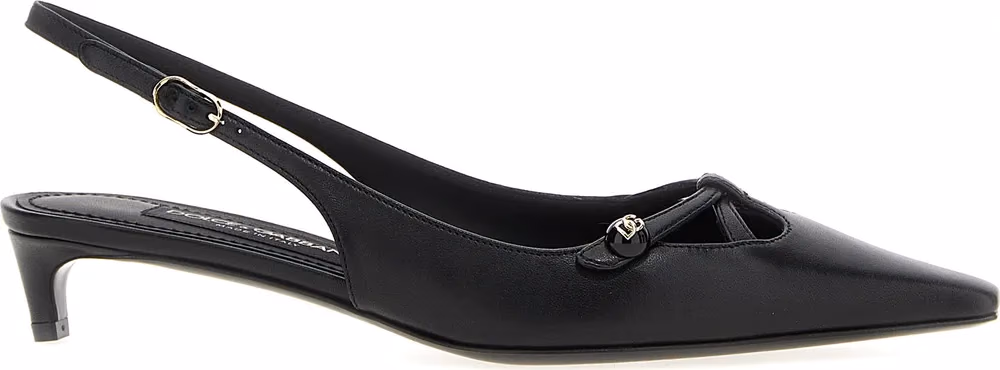 Dolce & Gabbana Black Lamb Leather Mid Heel Pumps