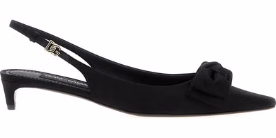 Black Viscose Mid Heel Pumps