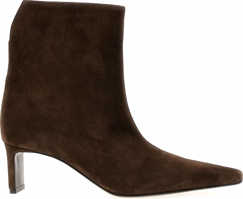 Khaite Brown Calfskin Ankle Boots