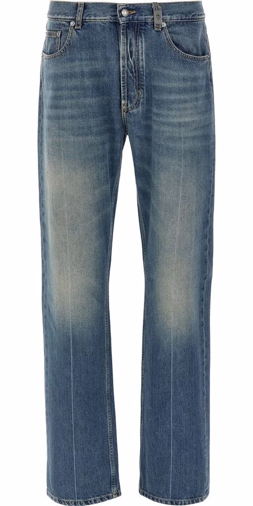 Alexander McQueen Blue Cotton Straight-Leg Jeans