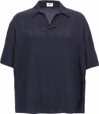 Blue Silk Polo Shirt