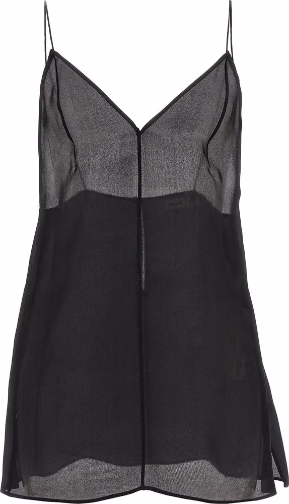 Khaite Black Silk Tank Tops