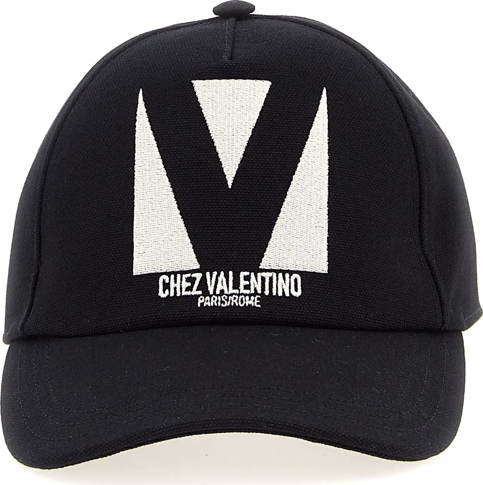 Valentino Garavani Black Cotton Cap (Baseball Hat)