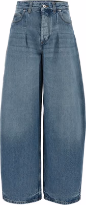 Blue Cotton High-Waisted Jean