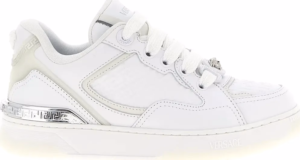 Versace White Calfskin Low Top Sneakers