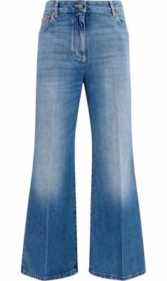 Blue Cotton Straight-Leg Jeans