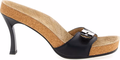 Black Calfskin Stiletto Heel Sandals