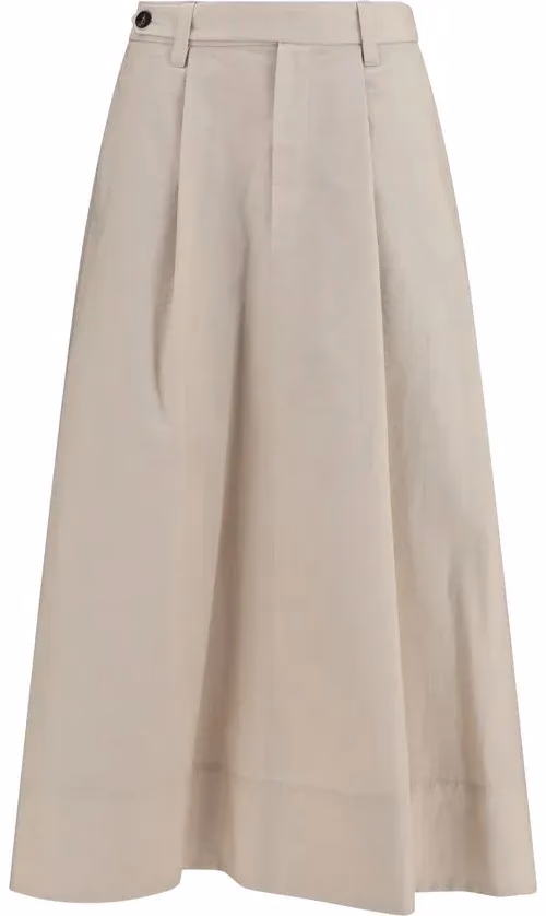 Brunello Cucinelli Beige Cotton Midi Skirt