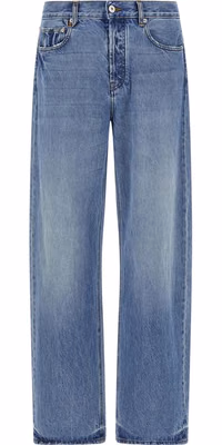 Blue Cotton Straight-Leg Jeans