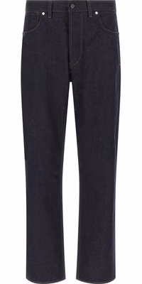 Blue Cotton Straight-Leg Jeans