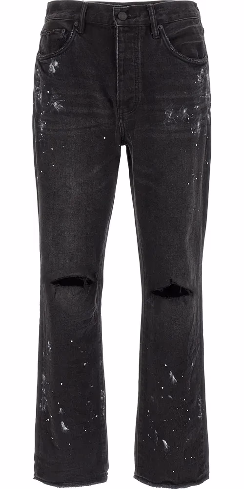PURPLE Black Cotton Straight-Leg Jeans
