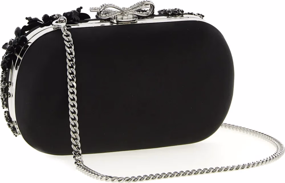 Self-Portrait Black Polyester Clutch Bag