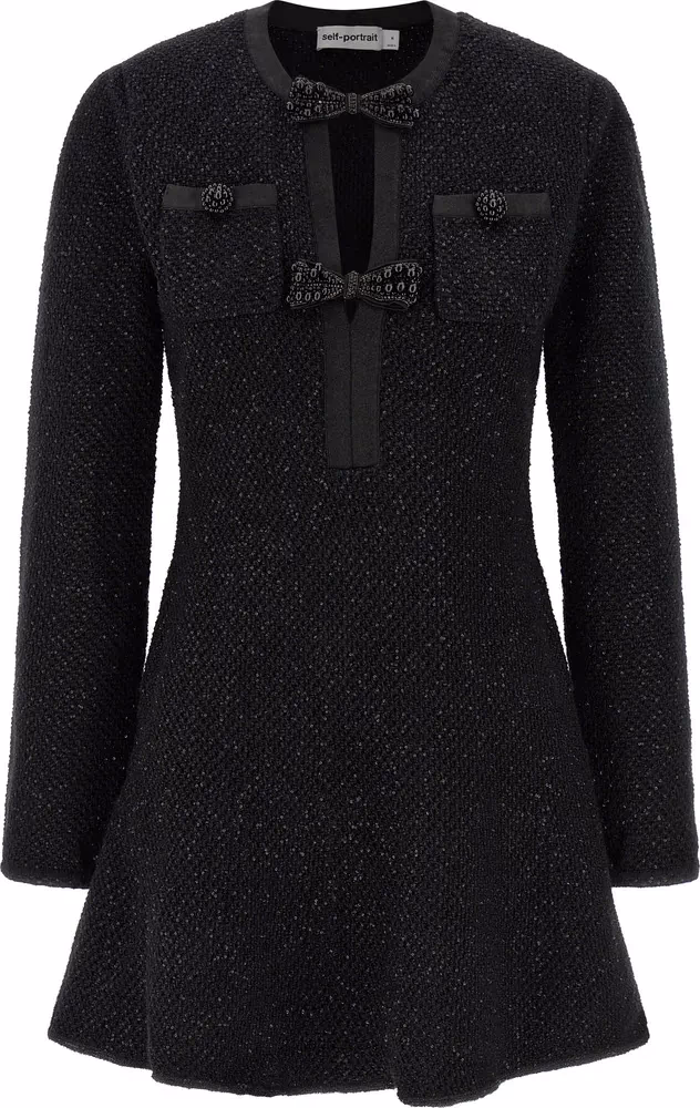 Self-Portrait Black Cotton Short Dress