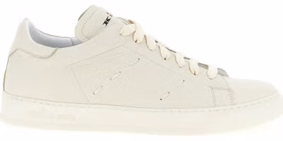 White Nubuc Leather Low Top Sneakers