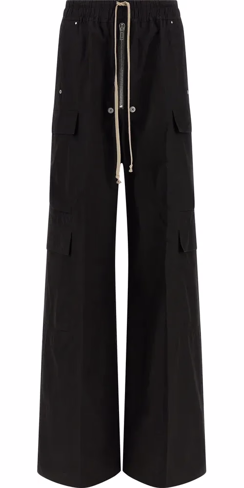 Rick Owens Black Cotton Cargo Pants