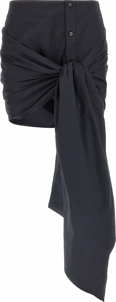 The Attico Black Cotton Long Skirt