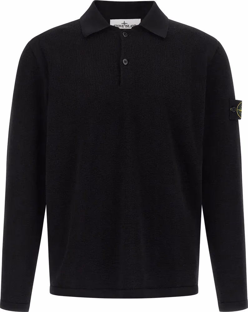 Stone Island Black Cotton Polo Shirt