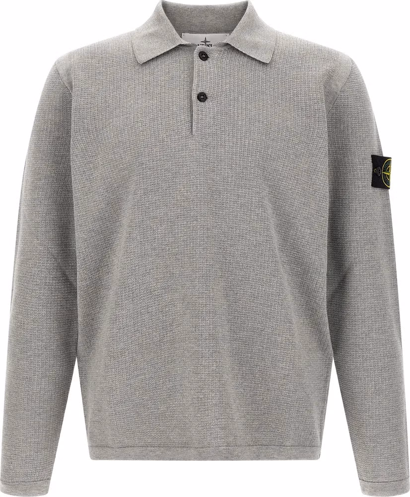 Stone Island Gray Cotton Polo Shirt