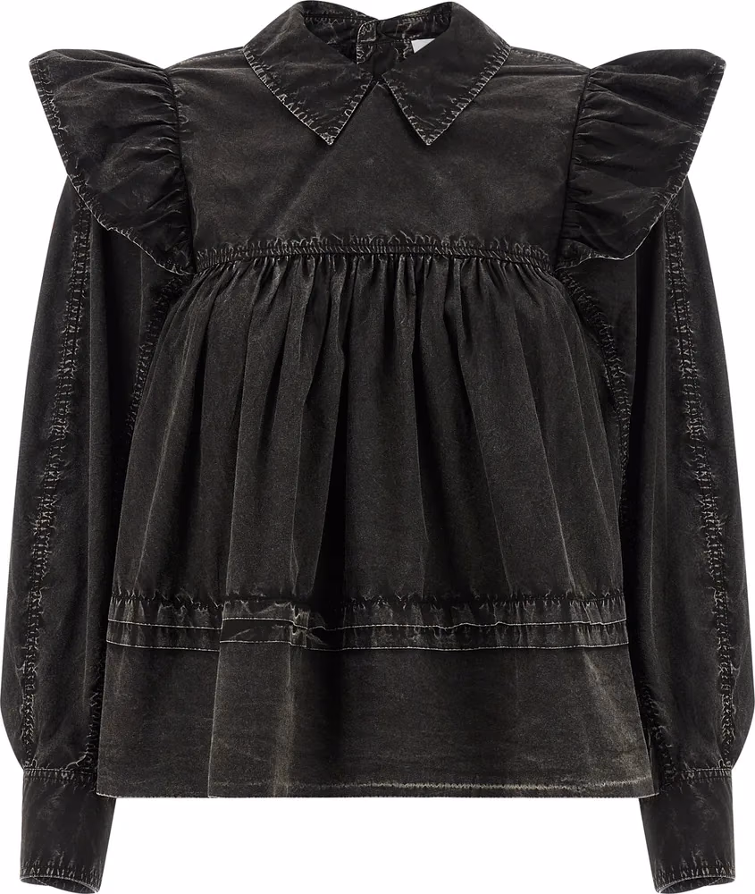 Ganni Black Organic Cotton Blouse