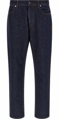 Blue Cotton Straight-Leg Jeans