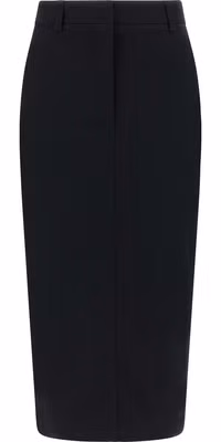 Black Cotton Midi Skirt