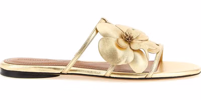 Gold Leather Slides