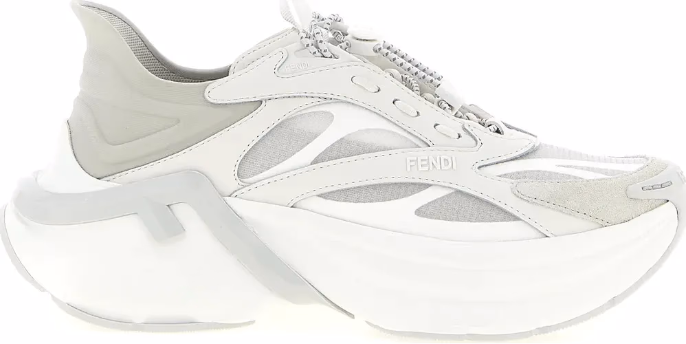 Fendi Gray Calfskin Athletic Sneakers