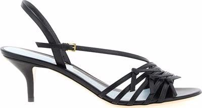 Black Calfskin Stiletto Heel Sandals