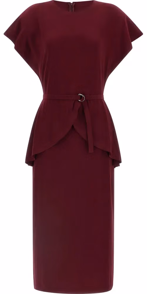 Norma Kamali Bordeaux Polyester Midi Dress