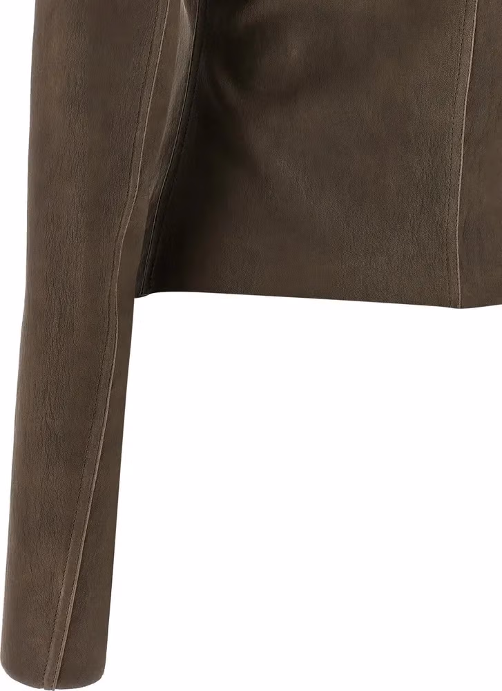 Rick Owens Brown Leather Leather Jacket