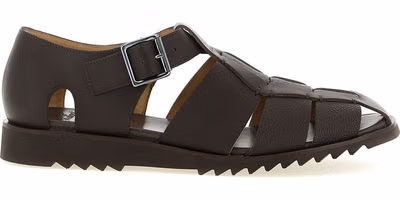 Brown Calfskin Flat Sandals