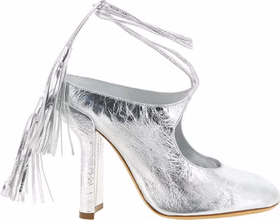 Silver Lamb Leather High Heel Pumps