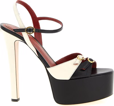 Bicolor Calfskin Stiletto Heel Sandals