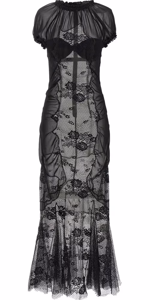 The Attico Black Cotton Midi Dress