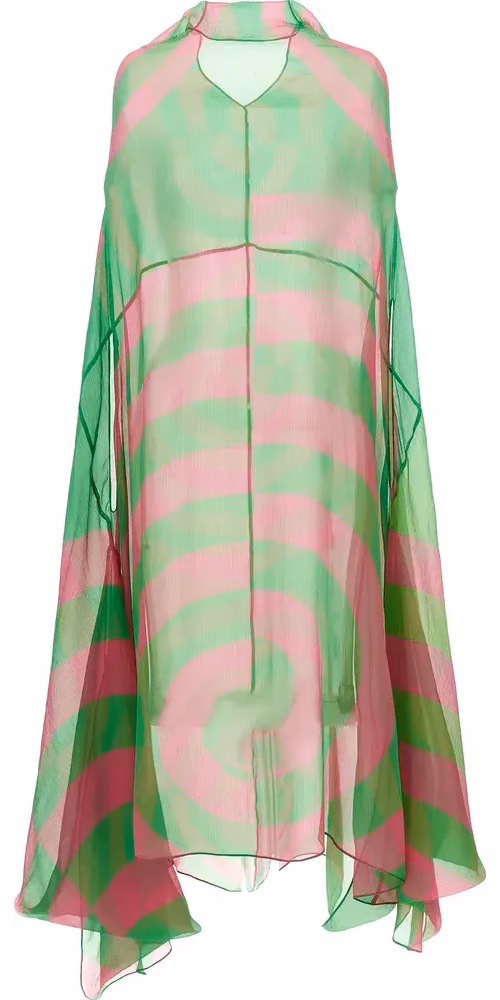 Dries Van Noten Bicolor Silk Midi Dress
