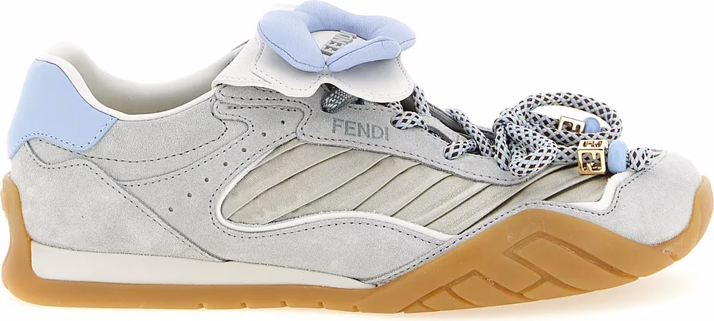Fendi Gray Calfskin Athletic Sneakers