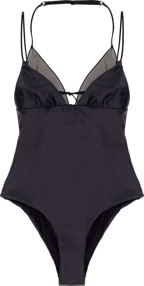 ALLIS Black Polyester One-Piece Swimsuit