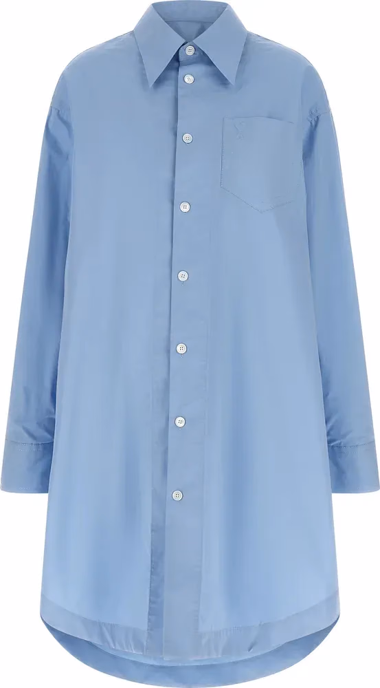 Ami Paris Blue Cotton Midi Dress