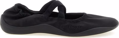Black Polyester Ballet Flats