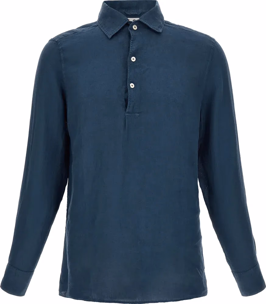 MC2 Saint Barth Blue Linen Polo Shirt