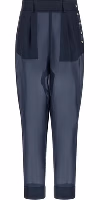 Blue Silk Casual Pants