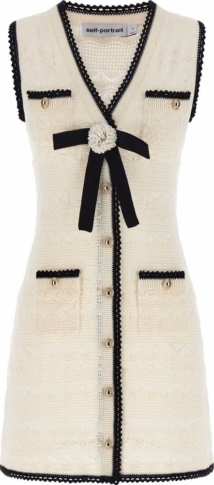 Self-Portrait Bicolor Cotton Short Dress