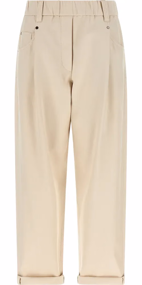 Brunello Cucinelli Beige Cotton Casual Pants