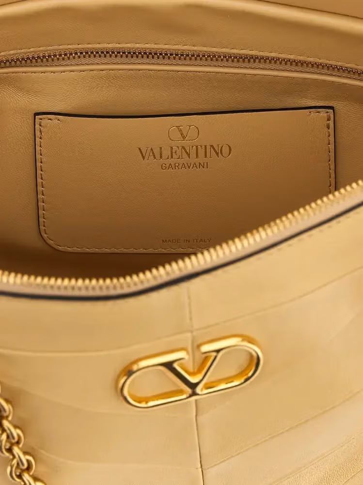 Valentino Garavani Beige Lamb Leather Shoulder Bag