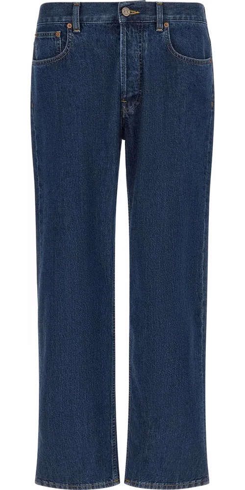 Valentino Garavani Blue Cotton Straight-Leg Jeans