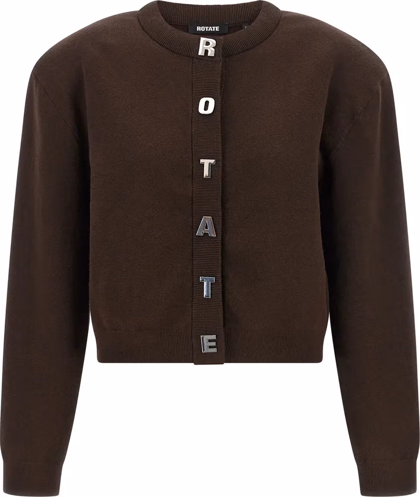 ROTATE BIRGER CHRISTENSEN Brown Organic Cotton Cardigan