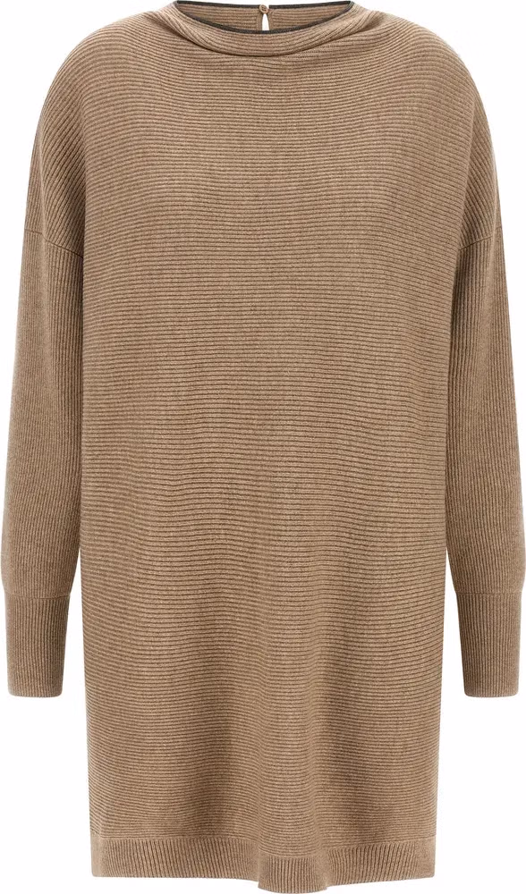 Brunello Cucinelli Beige Virgin Wool Short Dress