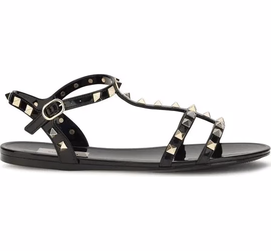 Valentino Garavani Black Rubber Flat Sandals